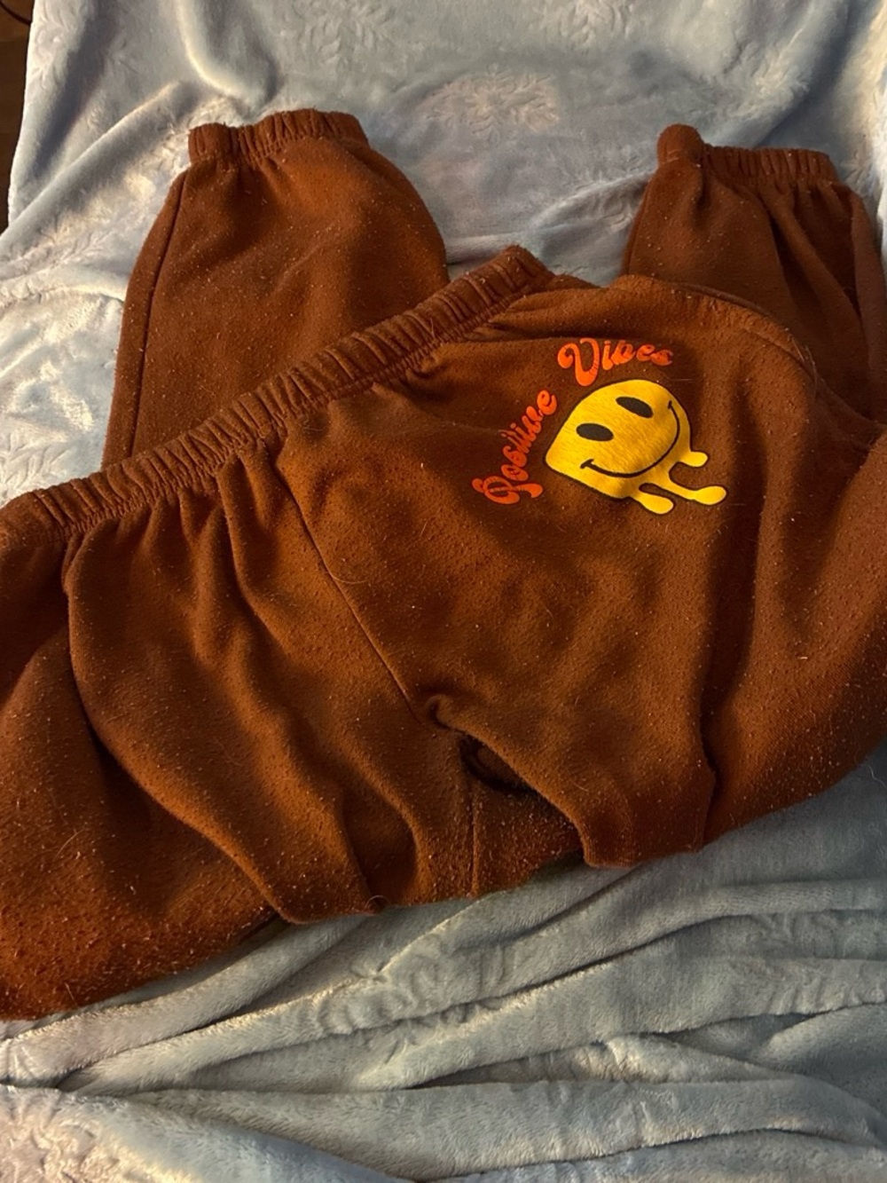 Women’s Brown Sweatpants with Yellow Smiley Graphic